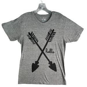 Hello Apparel Shirt Mens Medium Unisex Gray Arrows Crossing Short Sleeve Cotton